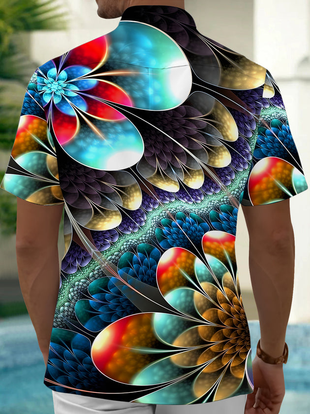 men's colorful flower print shirt back view
