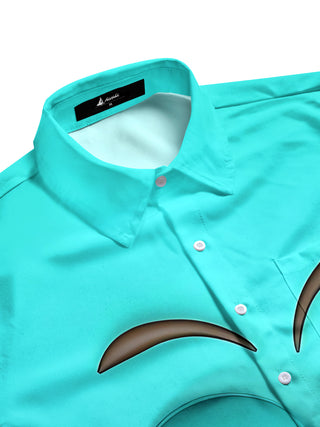 men's casual short sleeve shirt with funny print, side view