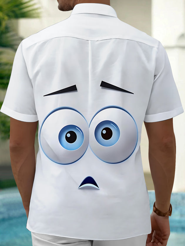 Men's funny print pocket short sleeve shirt back view