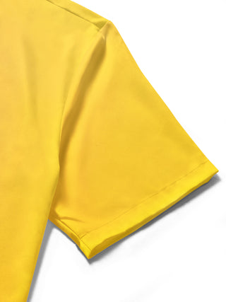 men's sunflower print shirt close-up short sleeve
