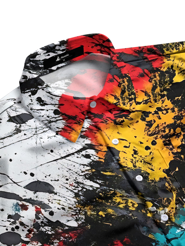 men's art print shirt side view