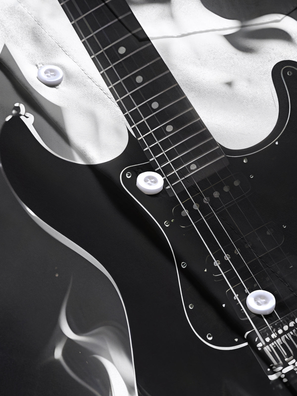 Flame Electric Guitar Men's Pocket Short Sleeve Shirts