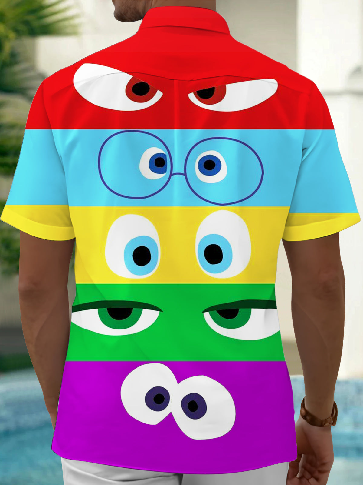 Funny Eyes Men's Pocket Short Sleeve Shirts