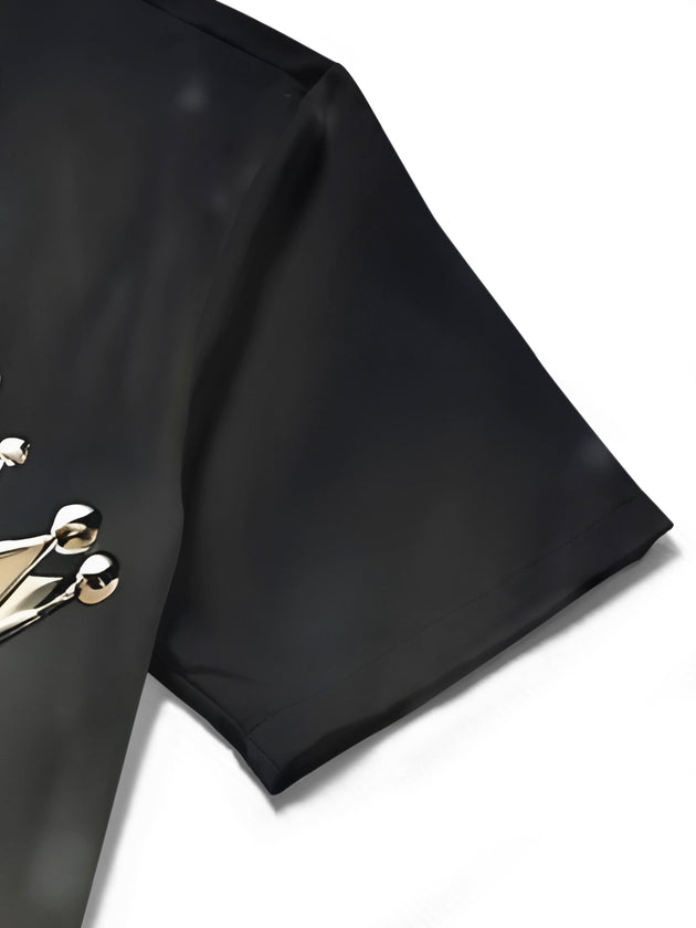 men's skull print short sleeve flat lay shirt