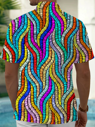 men's geometric print shirt back view