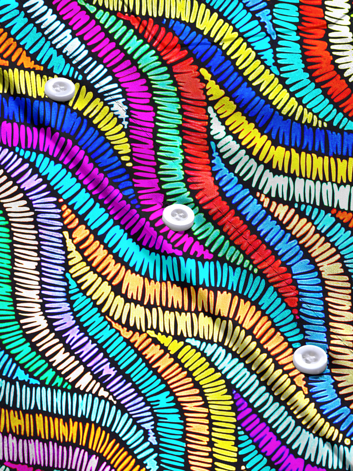 Multi-color Line Geometry Men's Pocket Short Sleeve Shirts