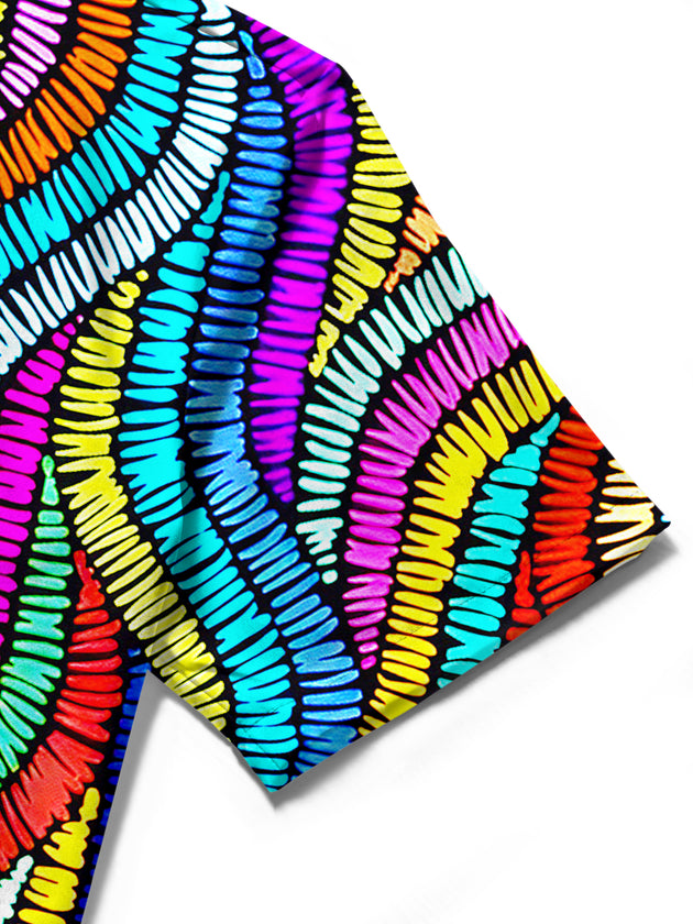 men's abstract print shirt close-up short sleeve