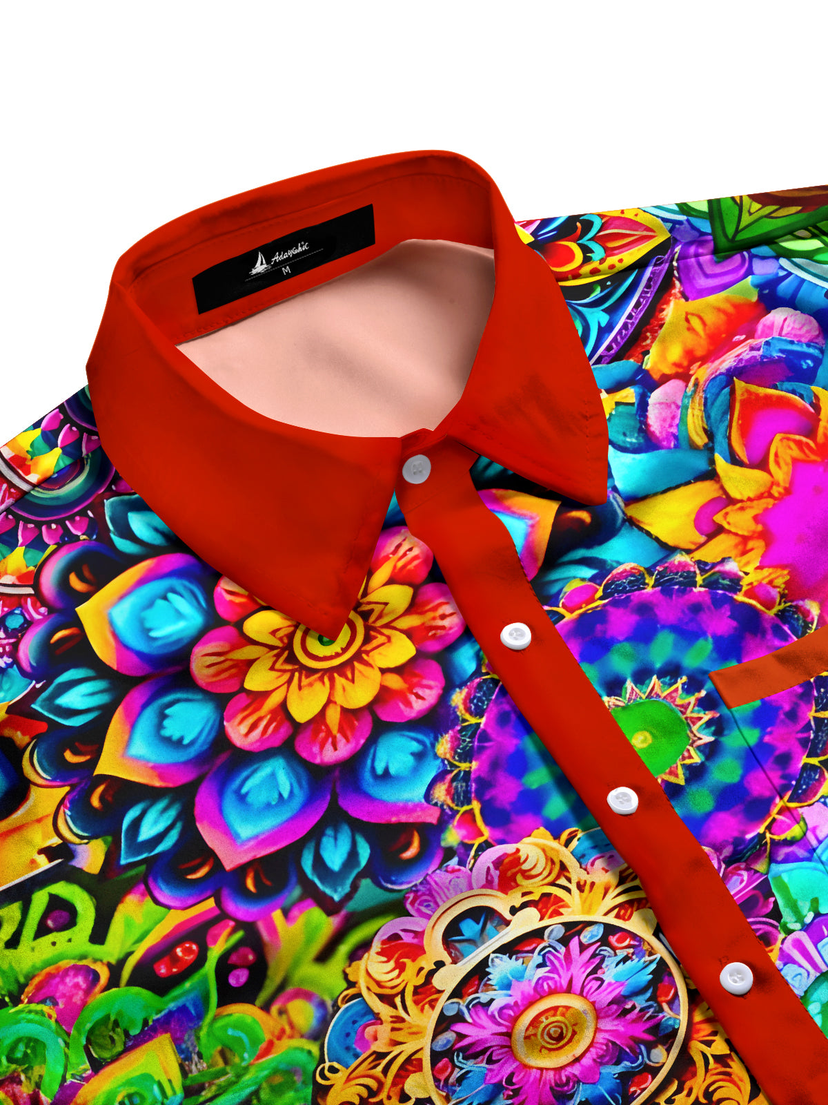 Hawaiian Colorful Mandala Men's Pocket Short Sleeve Shirts