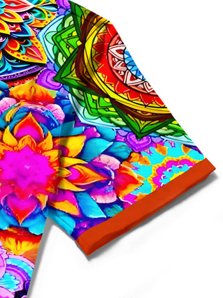 men's colorful Hawaiian shirt close-up short sleeve