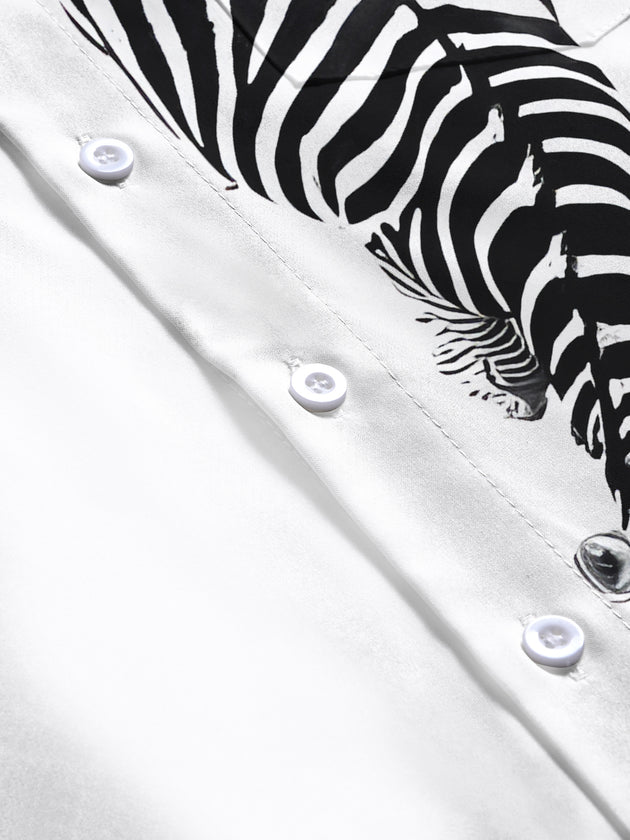 men's zebra print short sleeve flat lay shirt