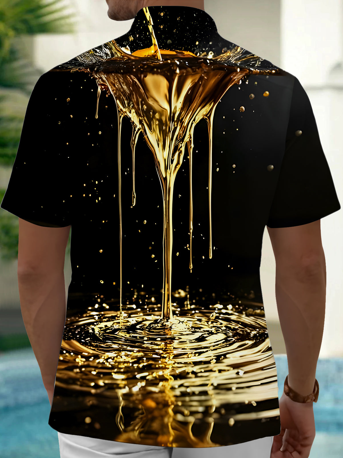 Water Drop Men's Pocket Short Sleeve Shirts