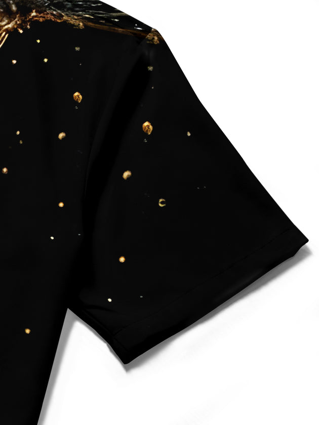 men's printed shirt close-up short sleeve