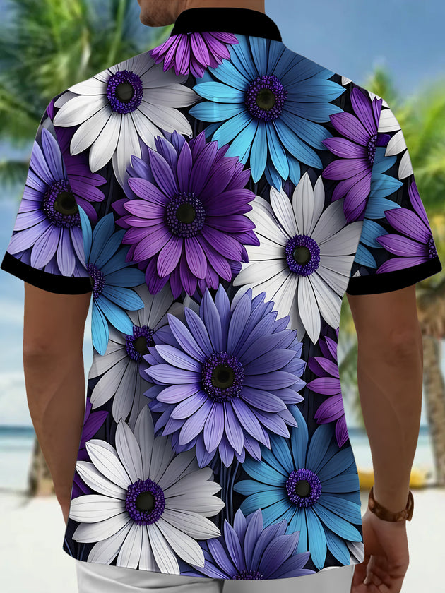 Men's floral print short sleeve shirt back view
