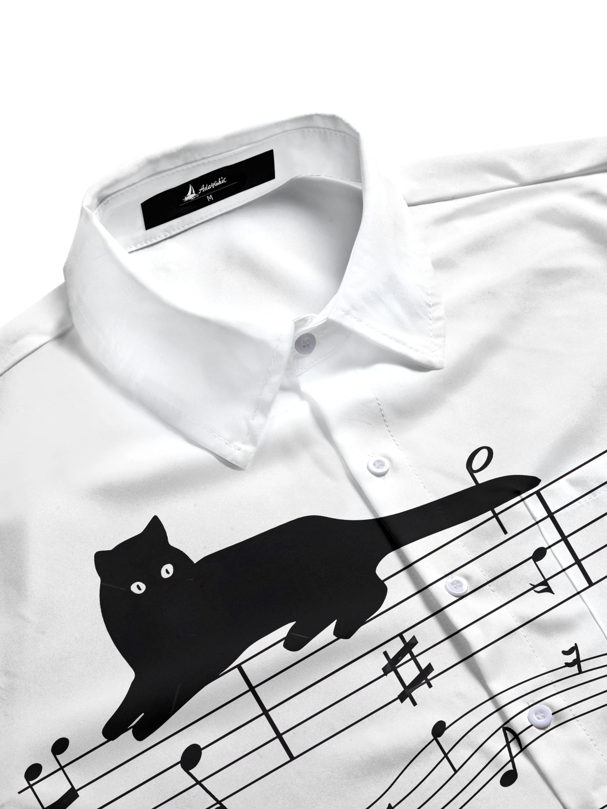 Cat Music Notes Men's Pocket Short Sleeve Shirts