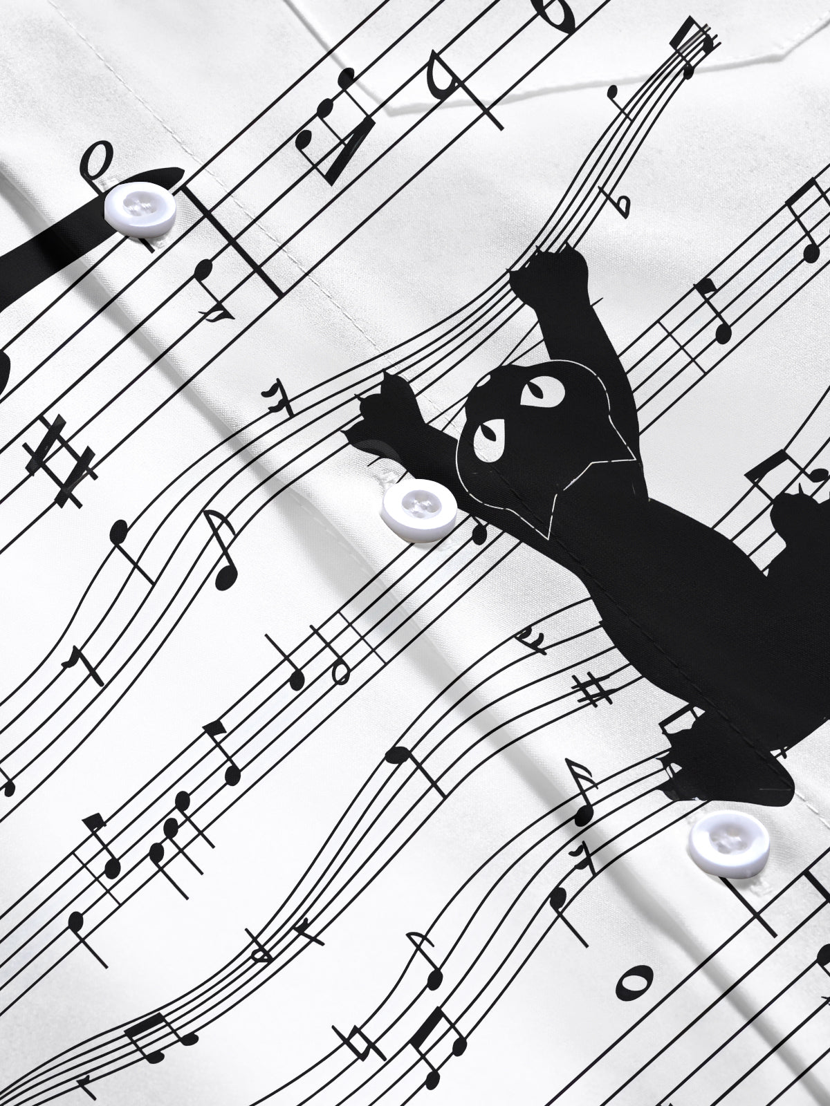 Cat Music Notes Men's Pocket Short Sleeve Shirts