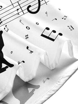 Men's cat music notes print short sleeve shirt lifestyle front view