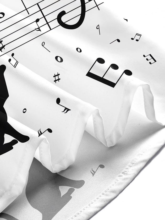 Men's cat music notes print short sleeve shirt lifestyle front view