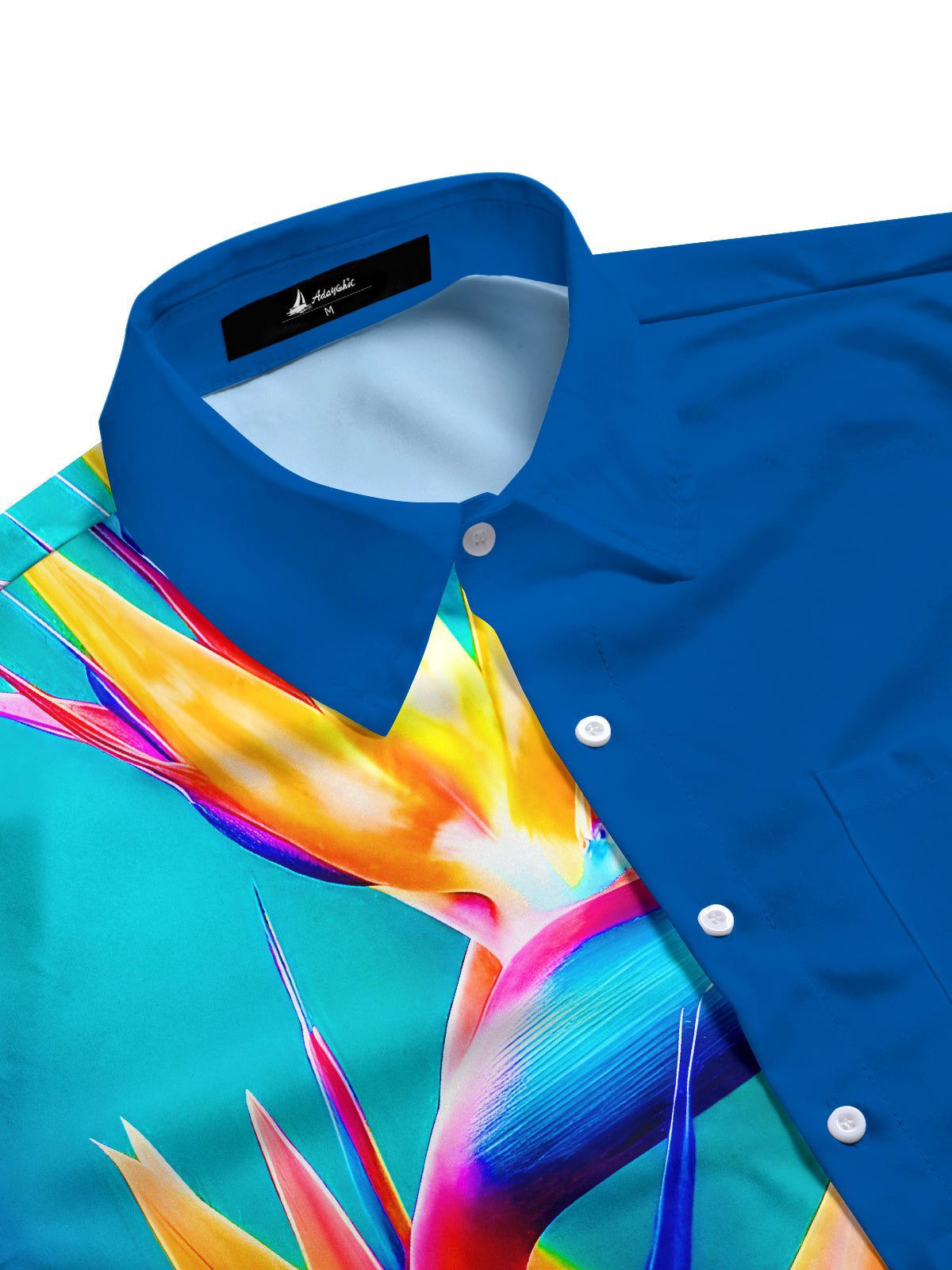 Bird of Paradise Flower Leaves Men's Pocket Short Sleeve Shirts