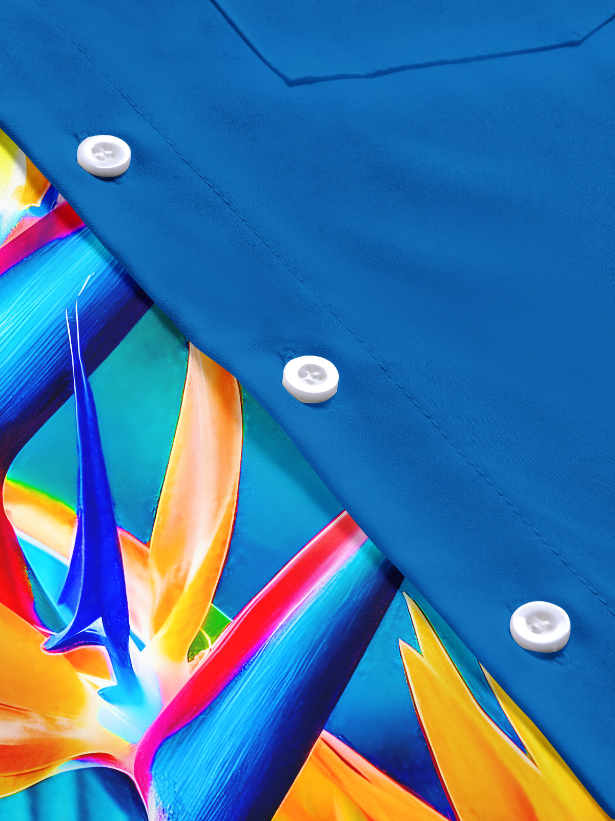 Bird of Paradise Flower Leaves Men's Pocket Short Sleeve Shirts