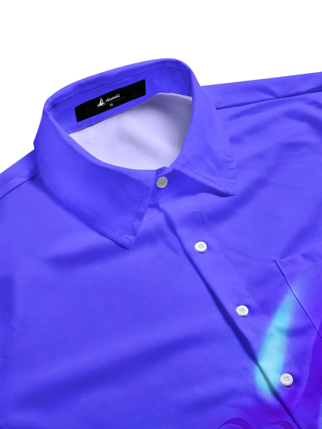 men's casual short sleeve shirt with funny print, side view