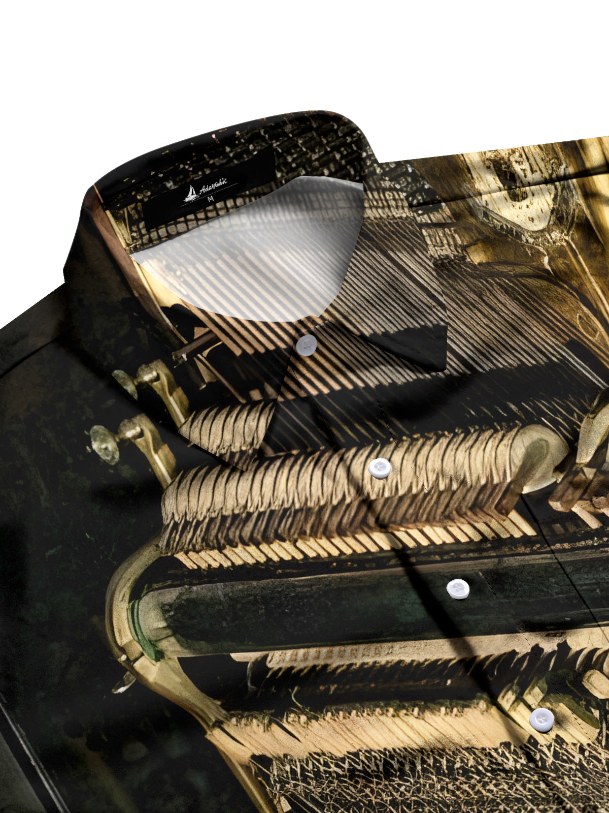 Piano Print Men's Pocket Short Sleeve Shirts