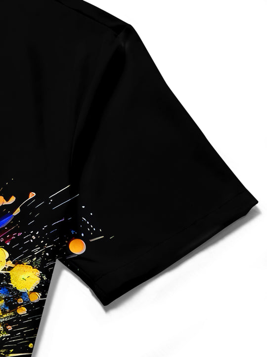 men's sports print shirt close-up short sleeve