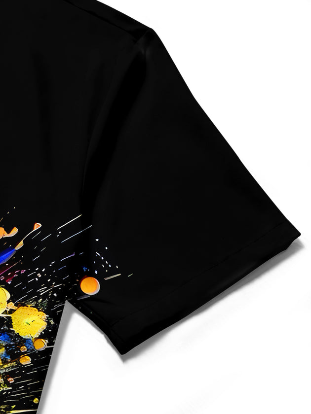 men's sports print shirt close-up short sleeve