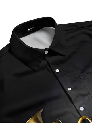 men's guitar print shirt side view