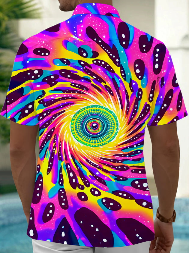 men's geometric print shirt back view