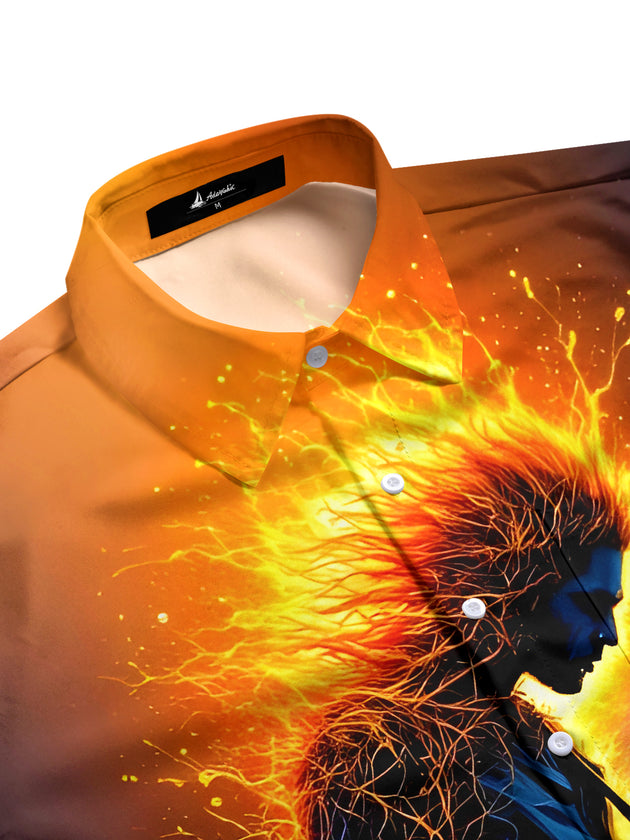 men's guitar print shirt side view