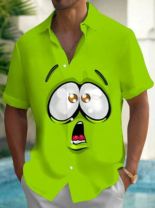 men's funny print short sleeve shirt front view