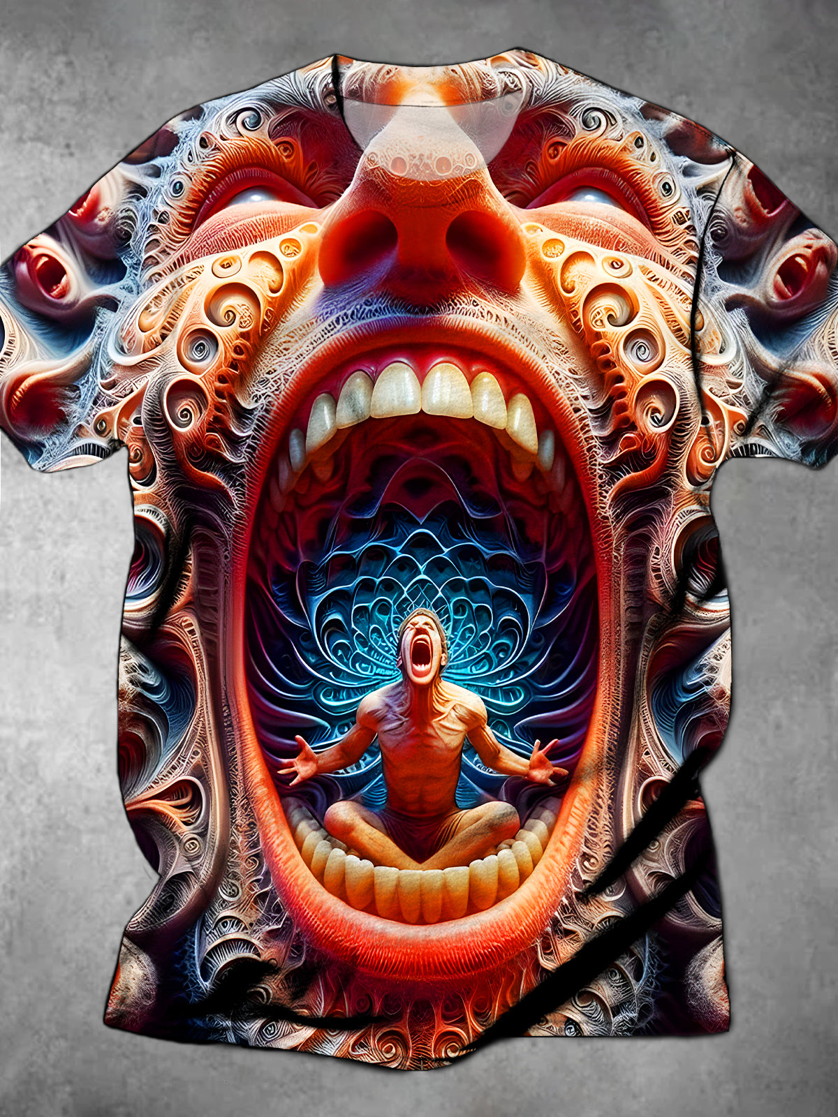 Funny Screaming Face Round Neck Short Sleeve Men's T-shirt