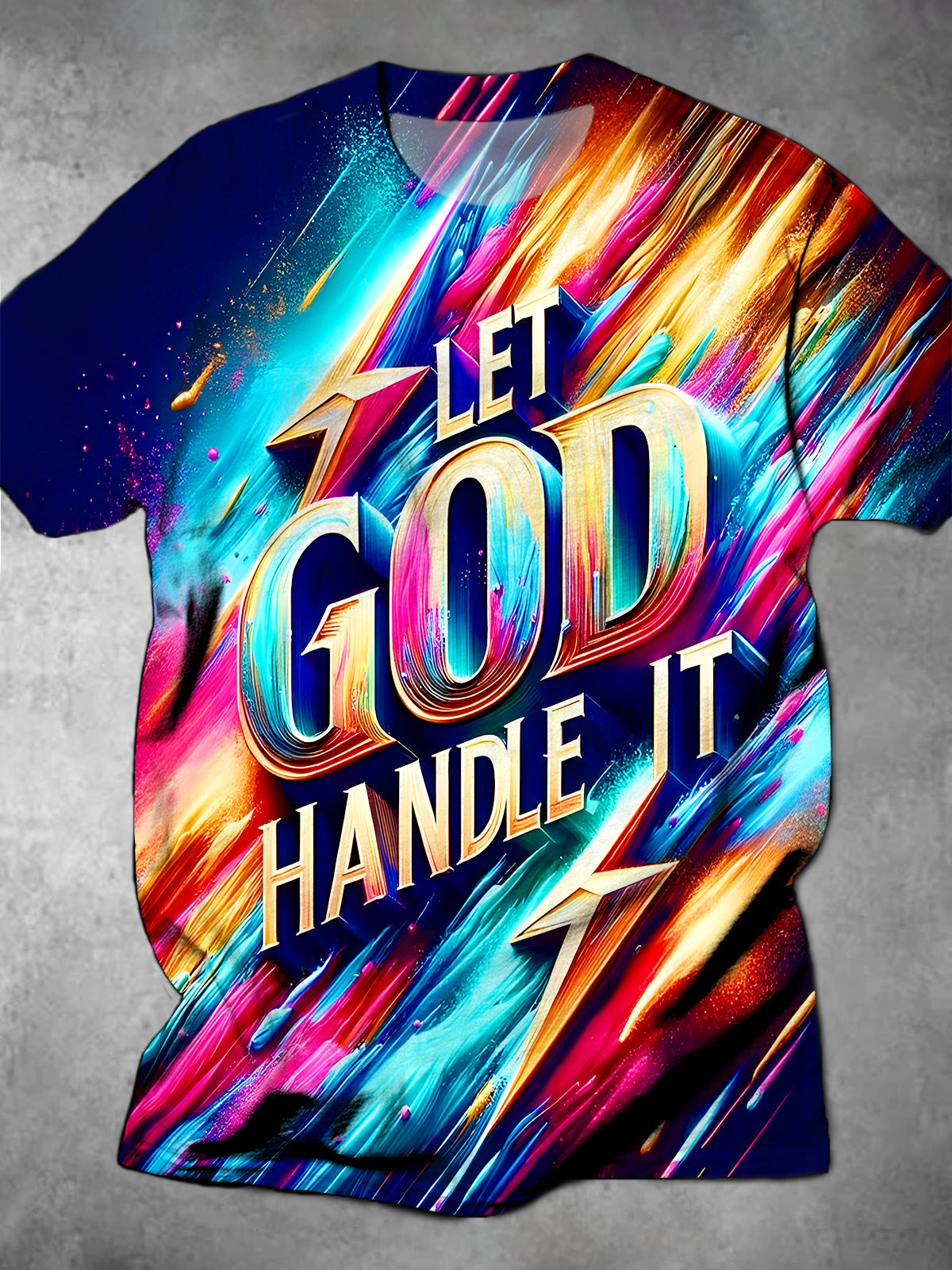 Let God Handle It Funny Word Round Neck Short Sleeve Men's T-shirt