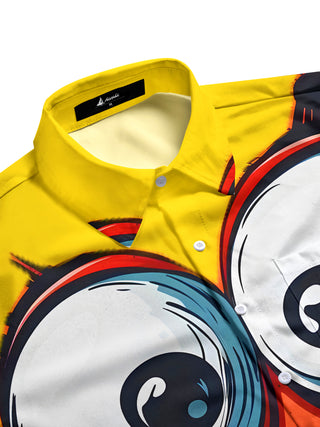 Men's funny expression half sleeve chest pocket shirt side view