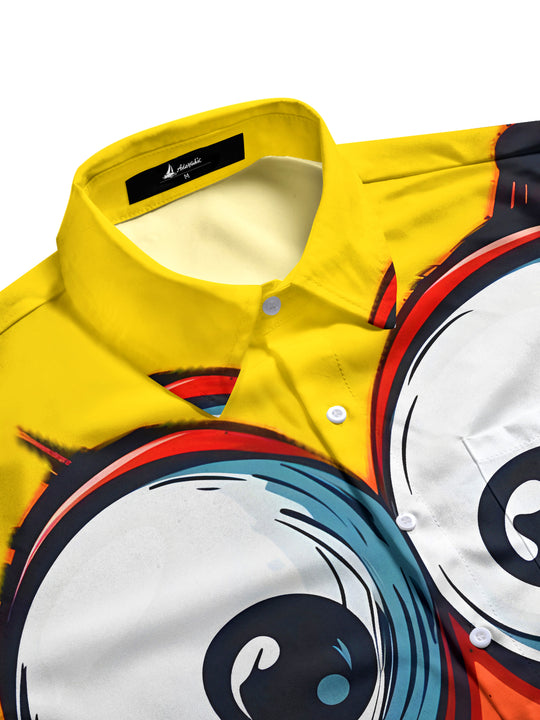 Men's funny expression half sleeve chest pocket shirt side view