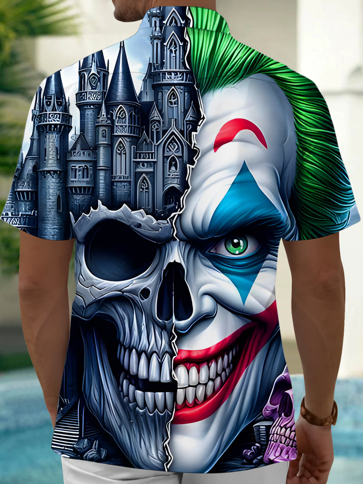 Joker Skull Men's Pocket Short Sleeve Shirts