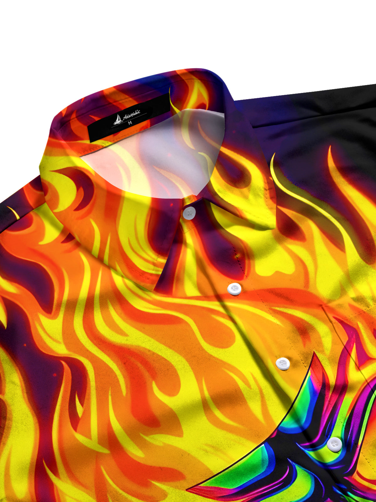 Flaming Skull Men's Pocket Short Sleeve Shirts