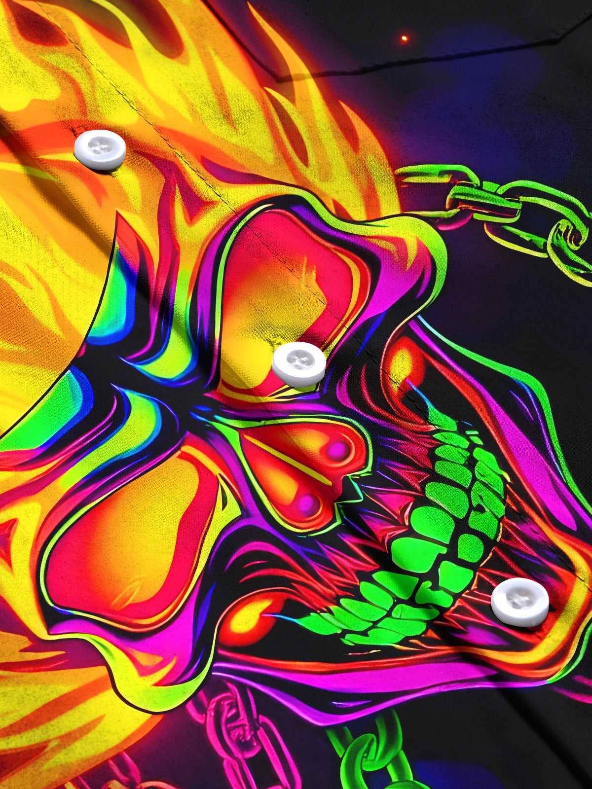 Flaming Skull Men's Pocket Short Sleeve Shirts