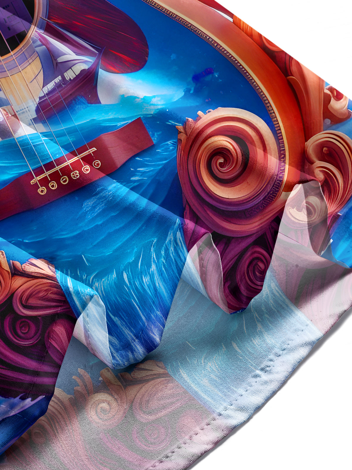 Guitar Sailboat Men's Pocket Short Sleeve Shirts