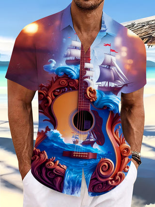 men's Hawaiian shirt front view tropical beach vacation