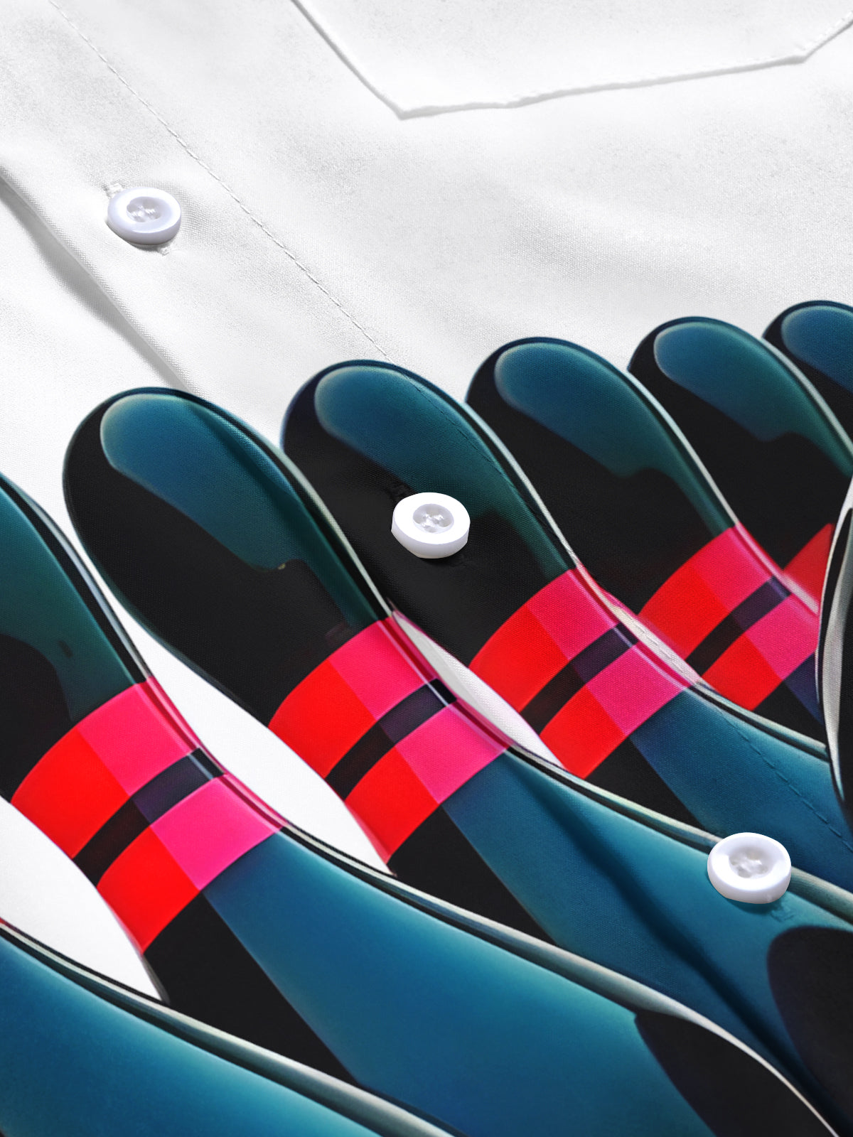 Bowling Print Men's Pocket Short Sleeve Shirts