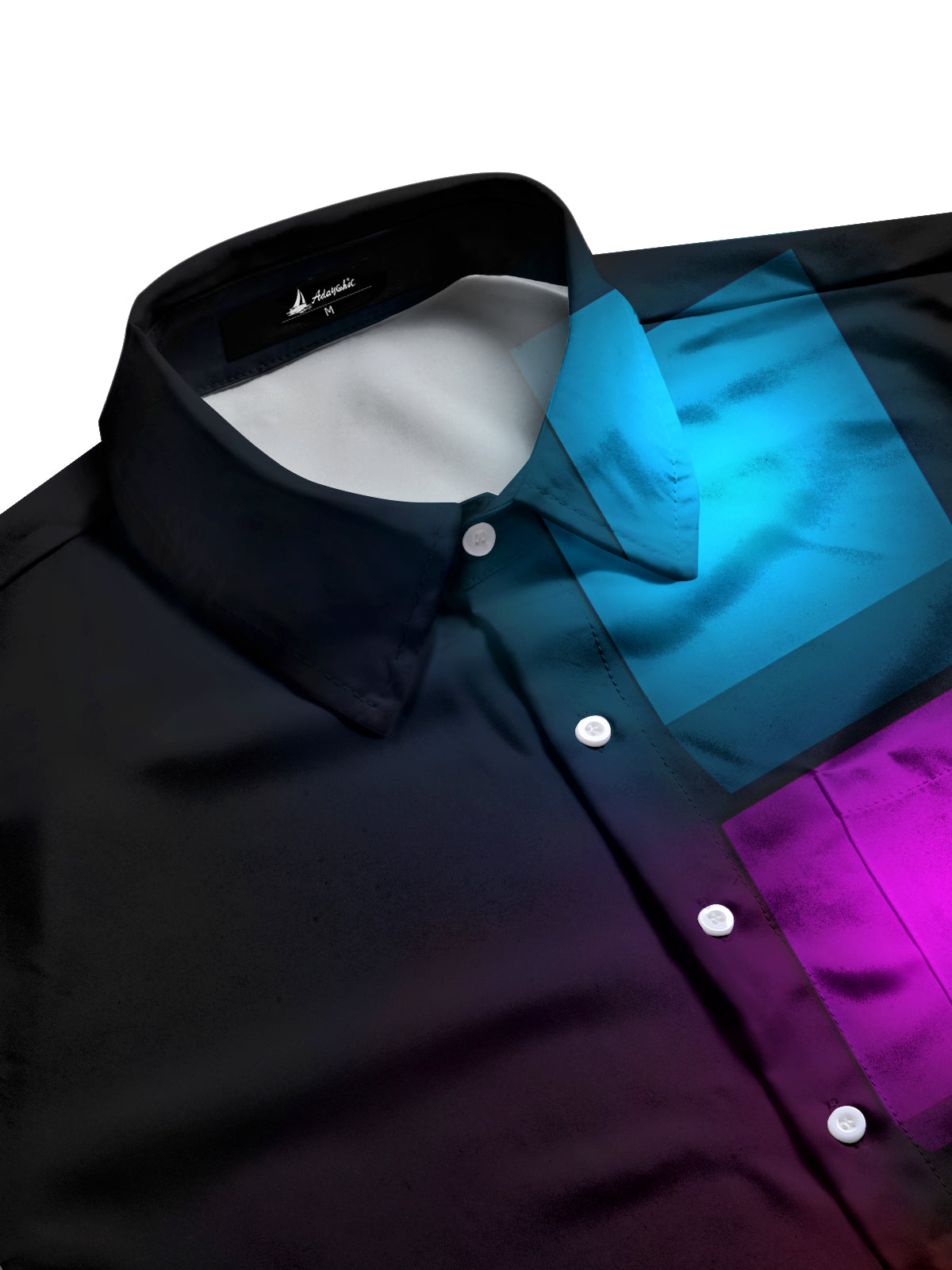 Colorful Geometric Square Print Men's Pocket Short Sleeve Shirts