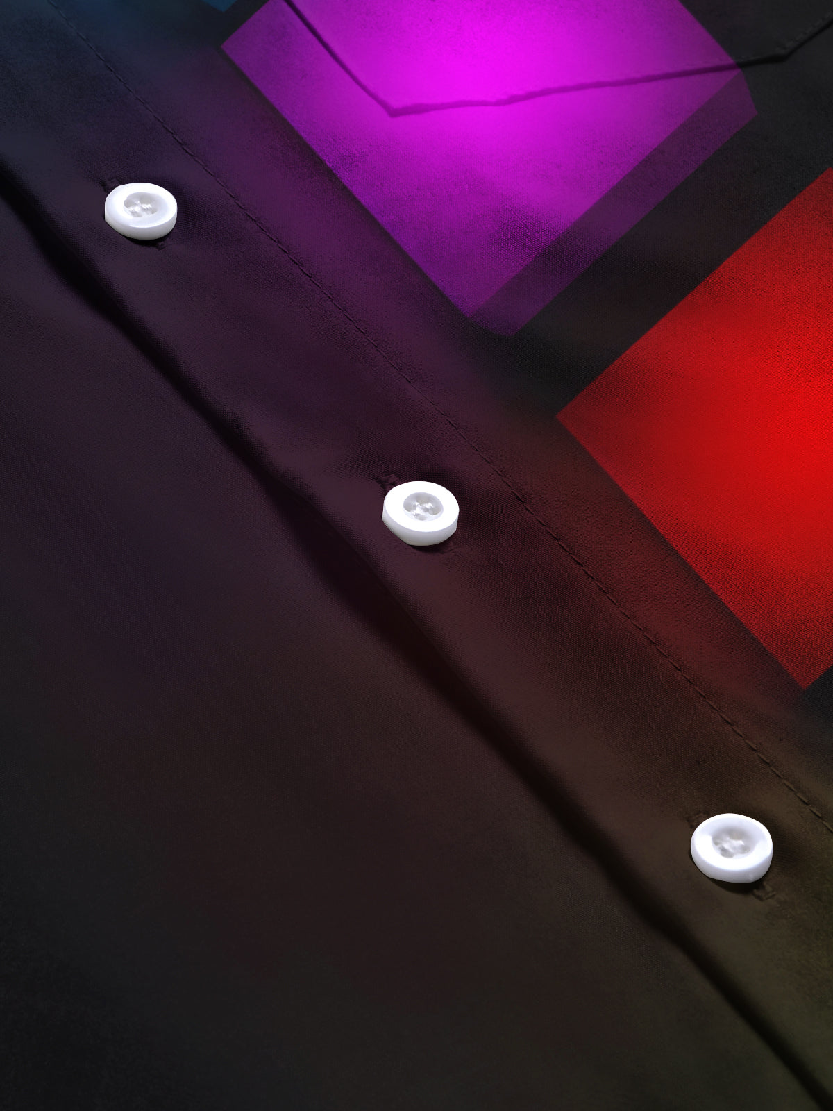 Colorful Geometric Square Print Men's Pocket Short Sleeve Shirts