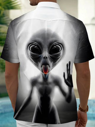 men's alien graphic pocket short sleeve shirt back view
