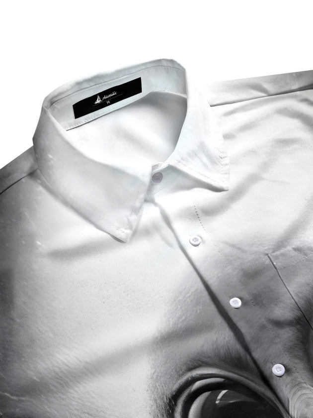 men's alien print pocket half sleeve shirt side view