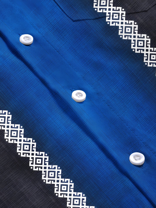 men's geometric pattern short sleeve shirt flat lay view