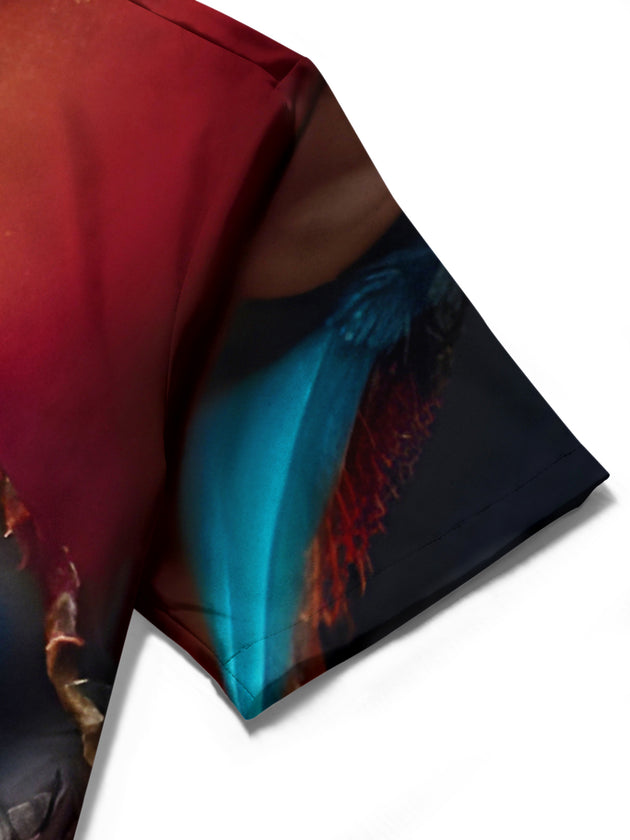 men's printed shirt close-up short sleeve