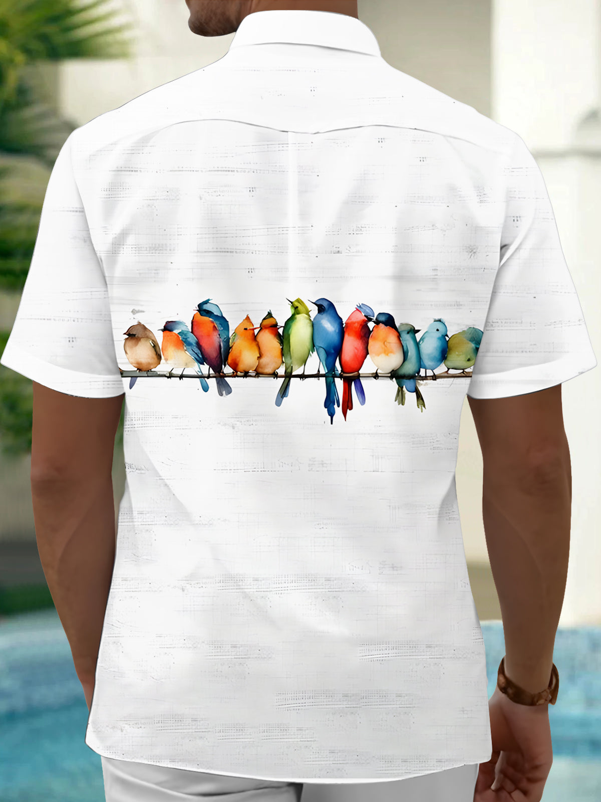 Birds Men's Pocket Short Sleeve Shirts