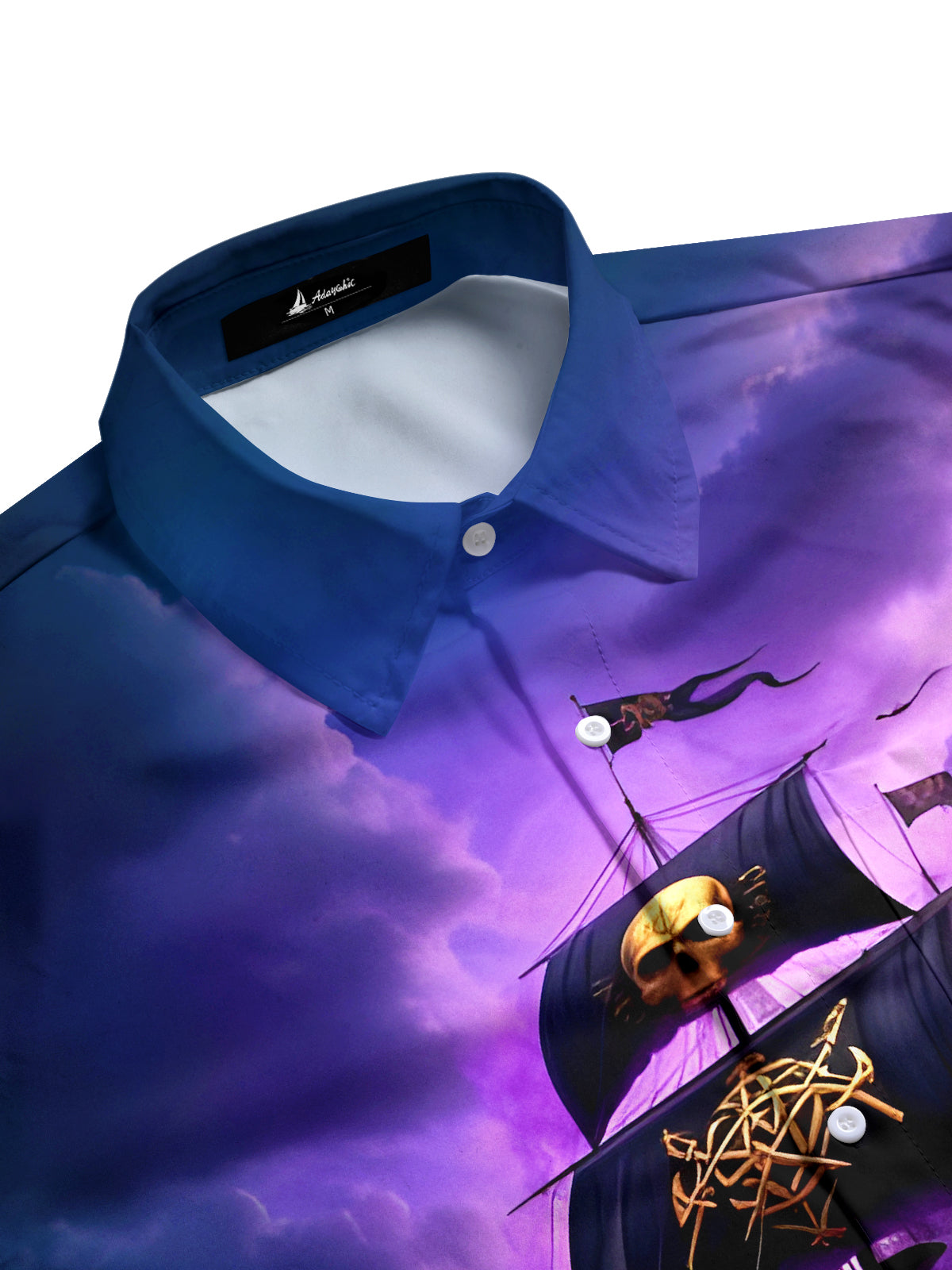 Hawaiian Skull Boat Men's Pocket Short Sleeve Shirts