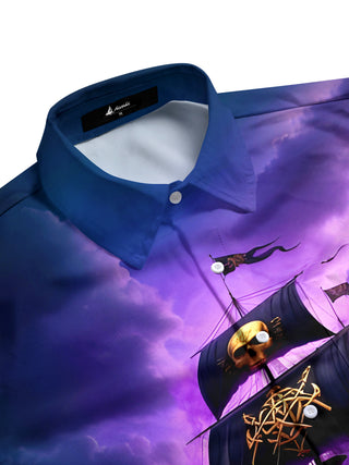 men's Hawaiian short sleeve flat lay shirt